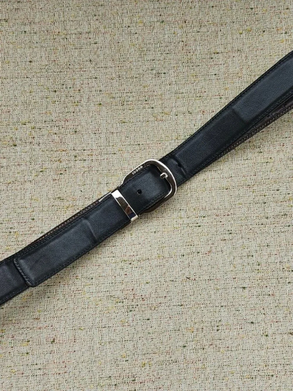 Vintage Gucci Belt Reversible Brown/Black Genuine Leather Pin Buckle Made Italy